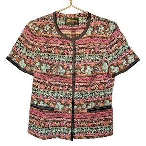 VTG Mulberry Silk Boutique Blouse with Jeweled Buttons Women's Size L